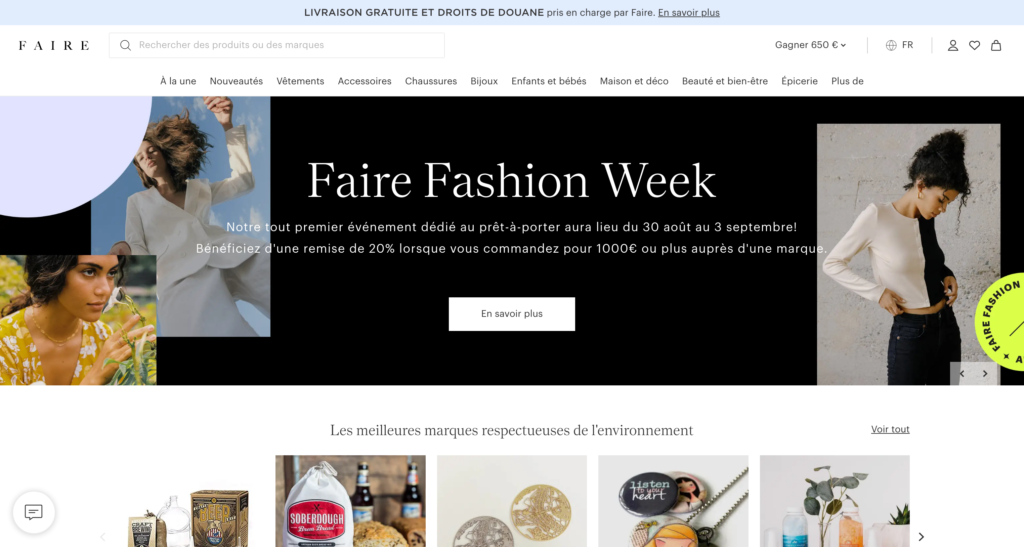 business model e-commerce inter entreprises et marques - Faire.com